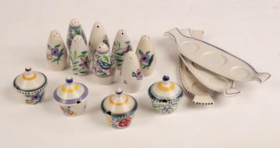 Poole Pottery, three cruets each