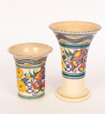 Poole Pottery, two floral vases,