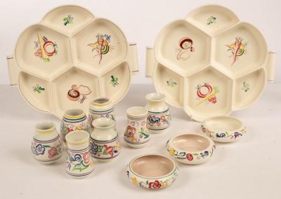 Poole Pottery, two six-section hors