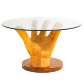 POP ART CARVED WOOD TABLE, BY