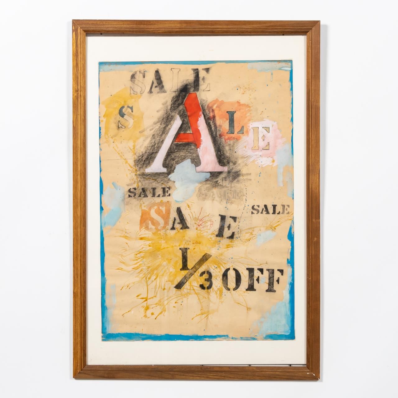 POP ART PAINTING ON PAPER, FRAMED