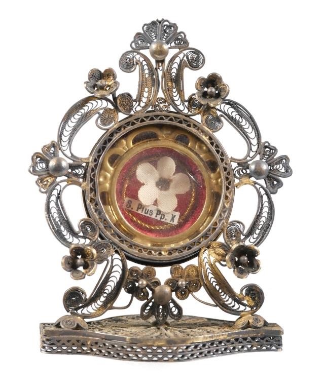 POPE PIUS X SILVER FILIGREE