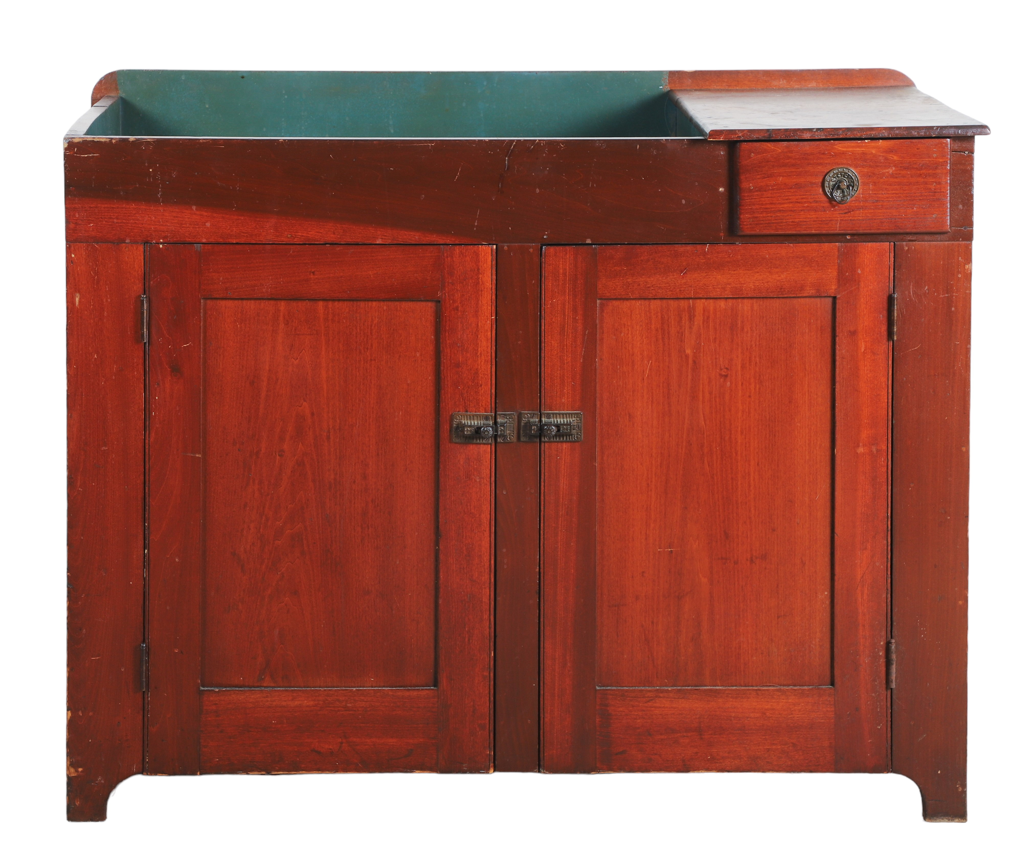 Poplar dry sink, open well with a