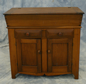 Poplar lift lid dry sink, 2 drawers