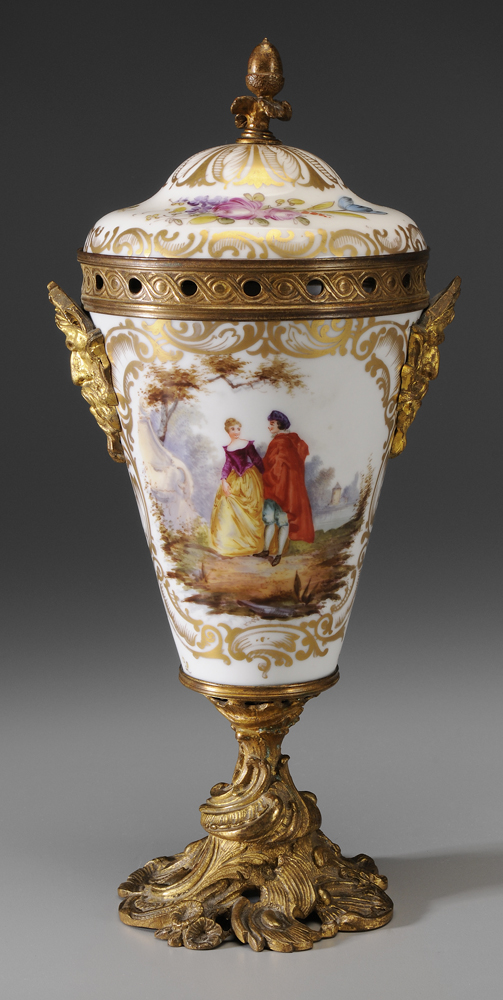 Porcelain and Bronze Lidded Urn
