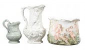 Porcelain cachepot and pitcher