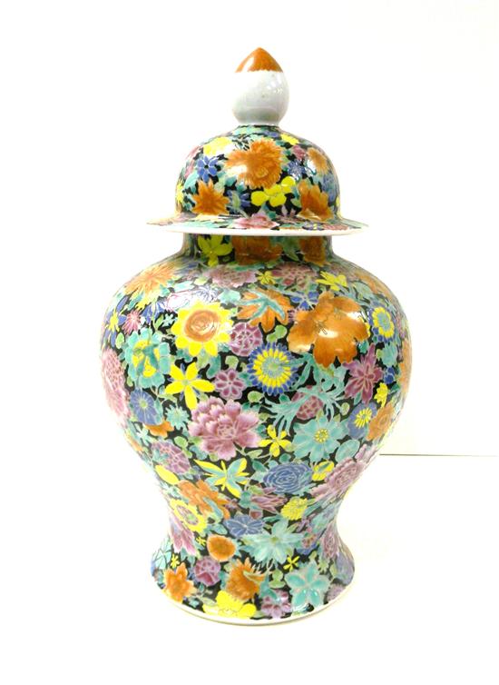 Porcelain covered jar  black