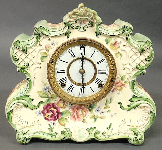 Porcelain eight-day mantel clock