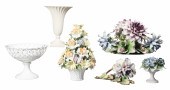 Porcelain floral topiaries and