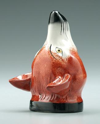 Porcelain fox head stirrup cup,