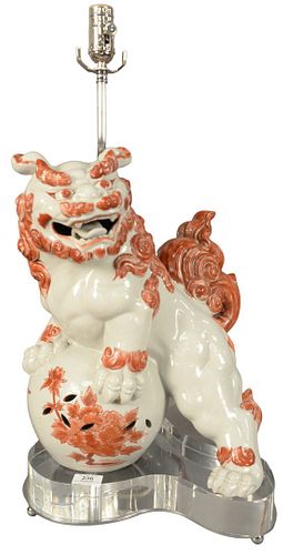 PORCELAIN IRON RED AND WHITE GLAZED