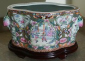 PORCELAIN JARDINIERE ON HARDWO