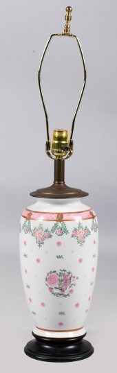 PORCELAIN OVOID VASE WITH PINK