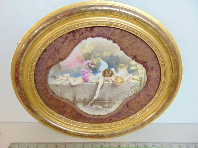 PORCELAIN PLAQUE, CUPID