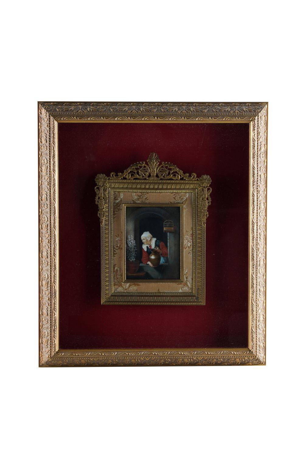 PORCELAIN PLAQUE OF DUTCH WOMAN