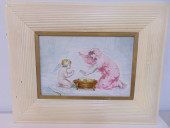 PORCELAIN PLAQUE, PUTTI & WOMA