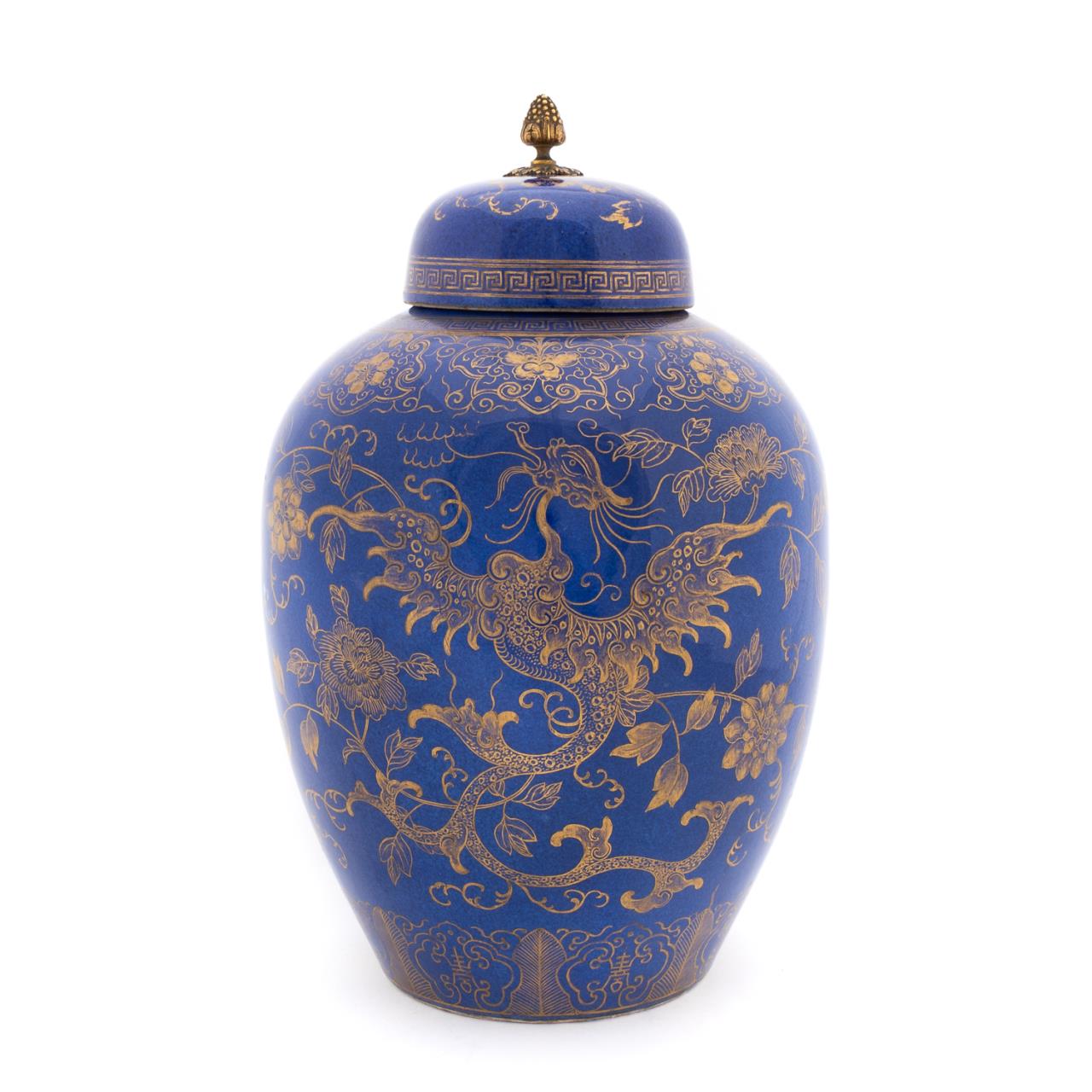 PORCELAIN POWDER BLUE & GILT GINGER