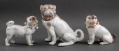 PORCELAIN PUGS FIGURINE, 3 Gro