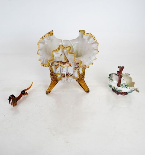 PORCELAIN SALT CELLAR, GLASS