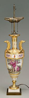Porcelain urn, hand decorated,