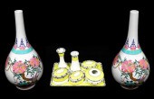 PORCELAIN VASES AND VANITY SET