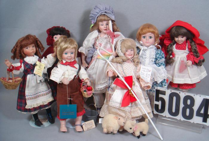 Porcelain/Cloth doll lot, 12 to