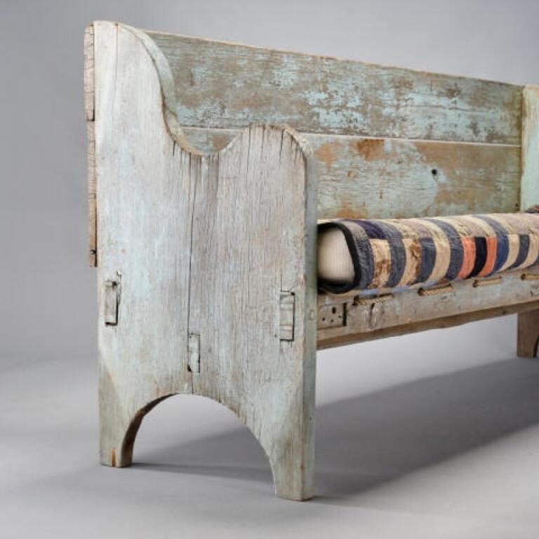 PORCH BENCH IN BLUE PAINTAn early