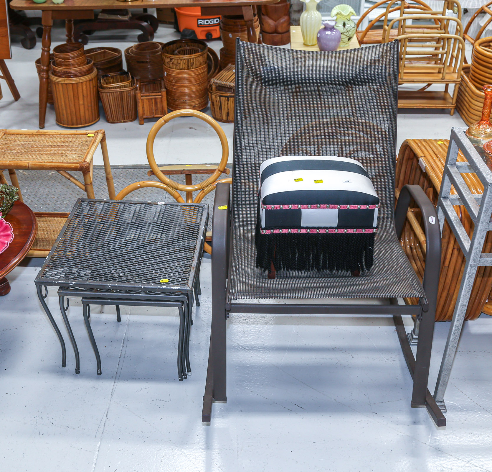 PORCH ROCKER; NEST OF TABLES &