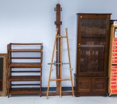 PORTABLE BOOKCASE; TWO EASELS;