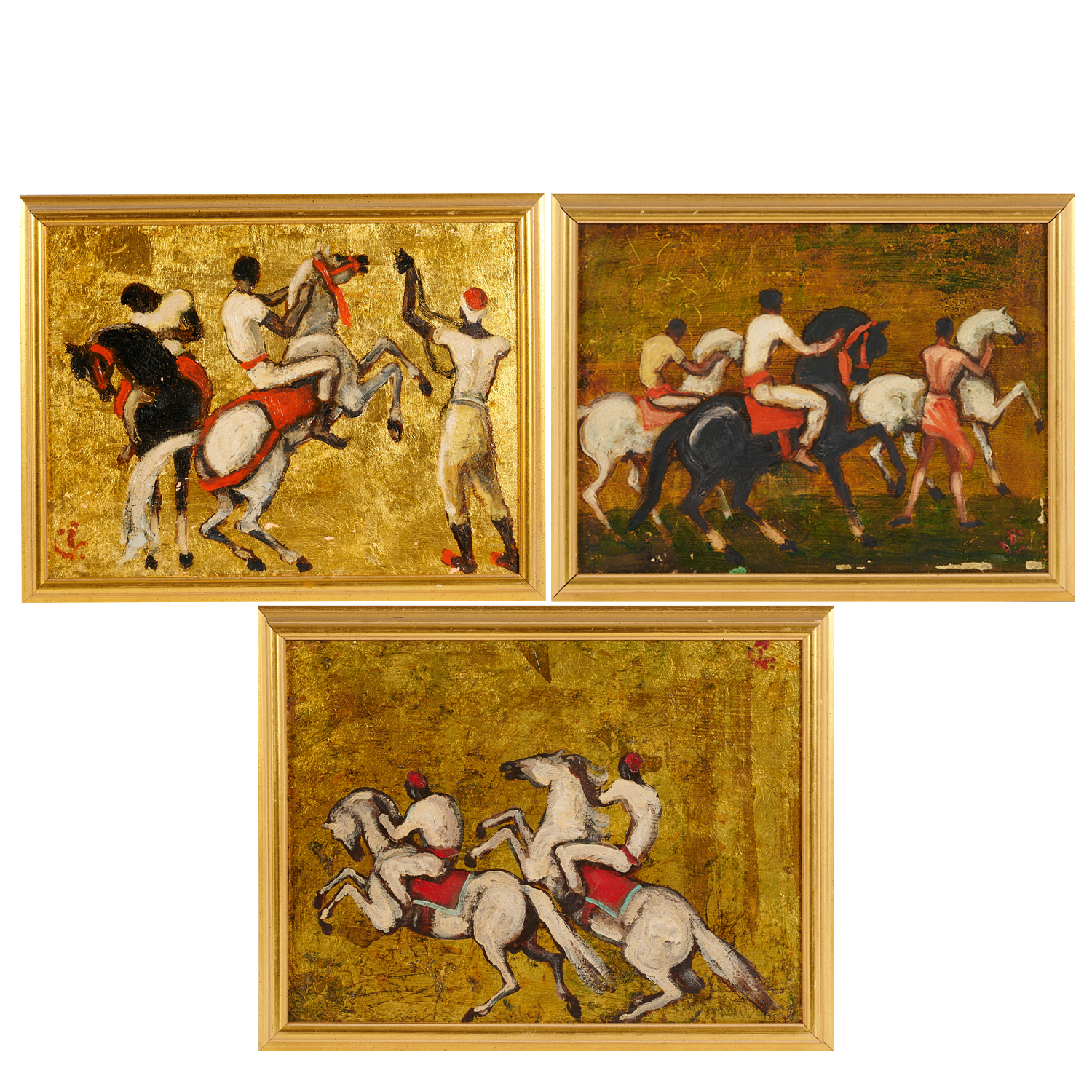 PORTER WOODRUFF, (3) OILS ON PANEL,