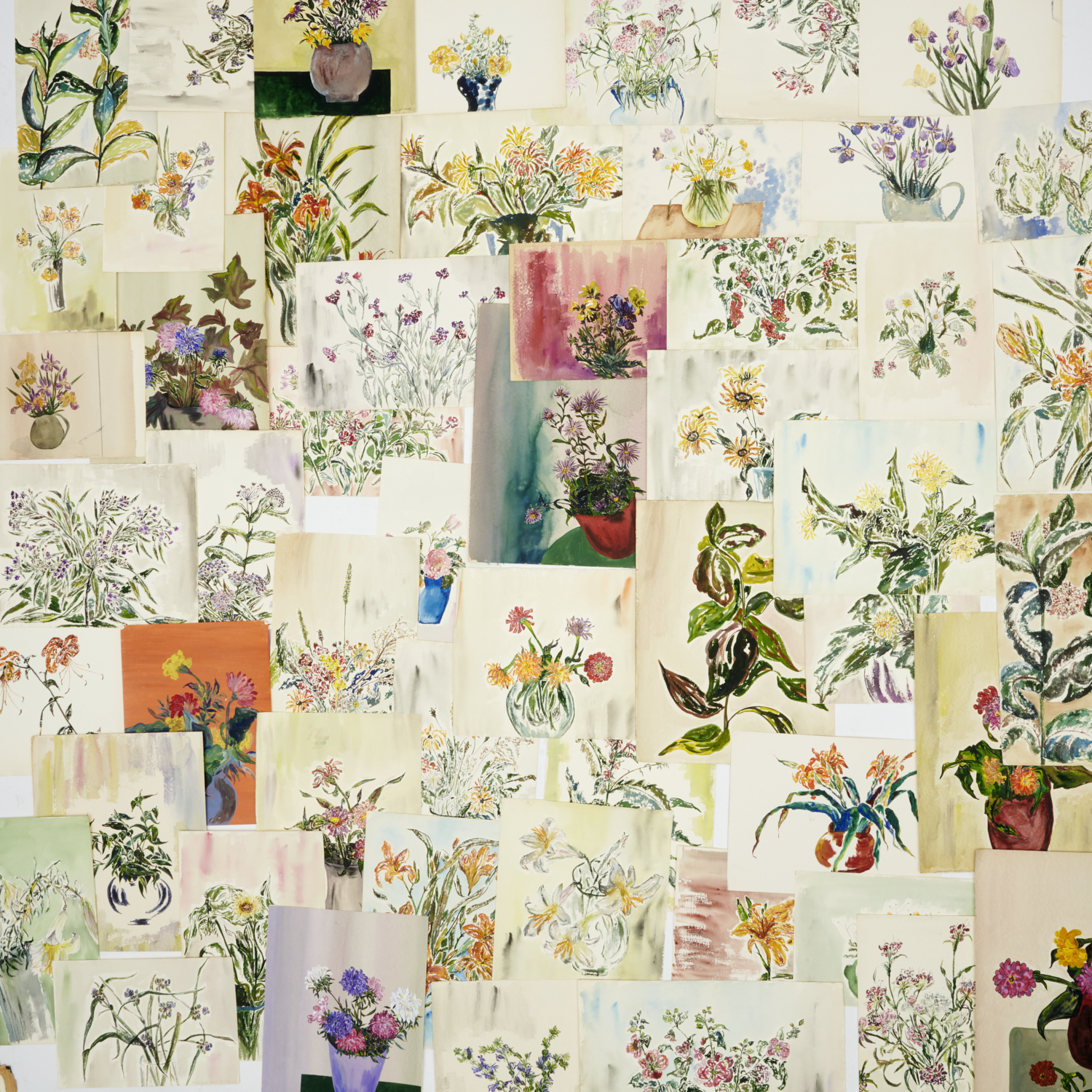 PORTFOLIO (60) FLORAL PAINTINGS,