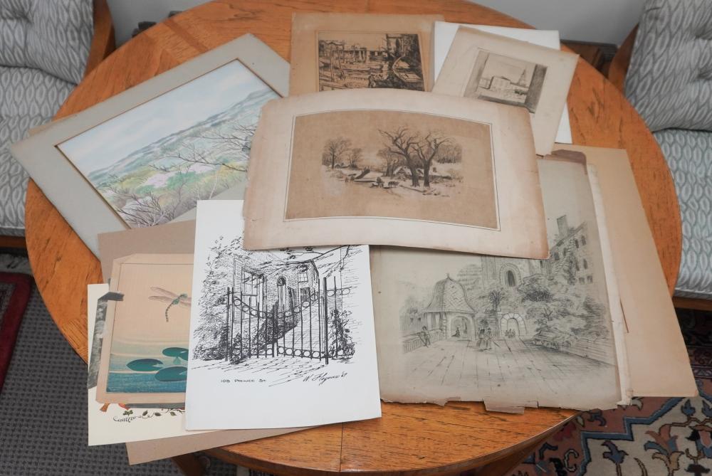 PORTFOLIO OF UNFRAMED WORKS OF ART,