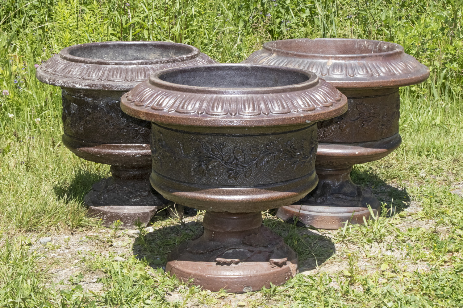 PORTLAND STONE WARE GARDEN URNS