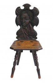 PORTRAIT CARVED HALL CHAIR, LA