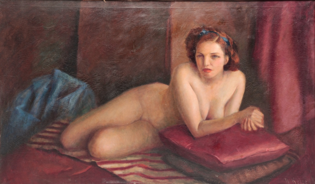 PORTRAIT OF A NUDE WOMAN SIGNED