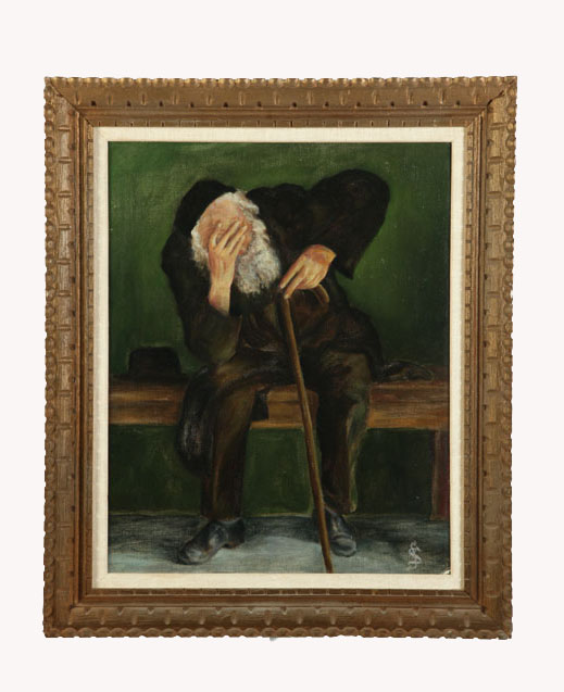 PORTRAIT OF AN OLD MAN WITH CANE BY