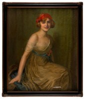 PORTRAIT OF GIRL IN A RED BERE