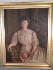 PORTRAIT OF LADY & CARNATIONSA