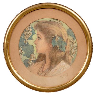 Portrait of Maude Adams, profile of