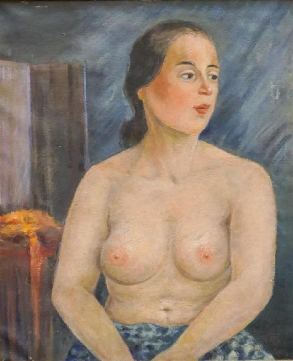 PORTRAIT OF NUDE WOMAN, SIGNED N.
