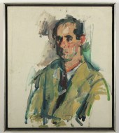 PORTRAIT OF PHILIP ROTH OIL ON