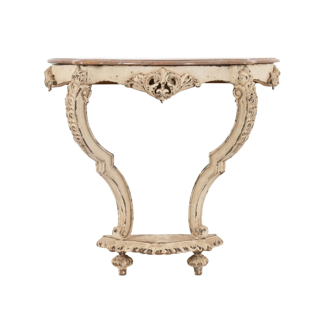 PORTUGUESE BAROQUE STYLE MARBLE TOP