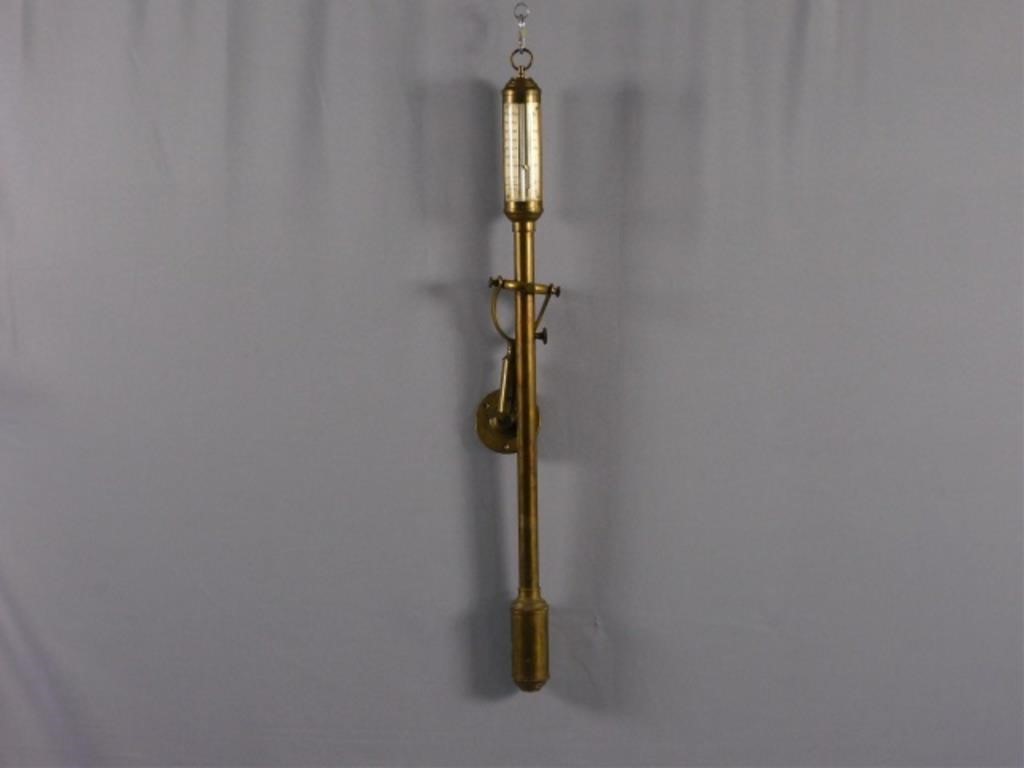 PORTUGUESE BRASS STICK BAROMETER ON