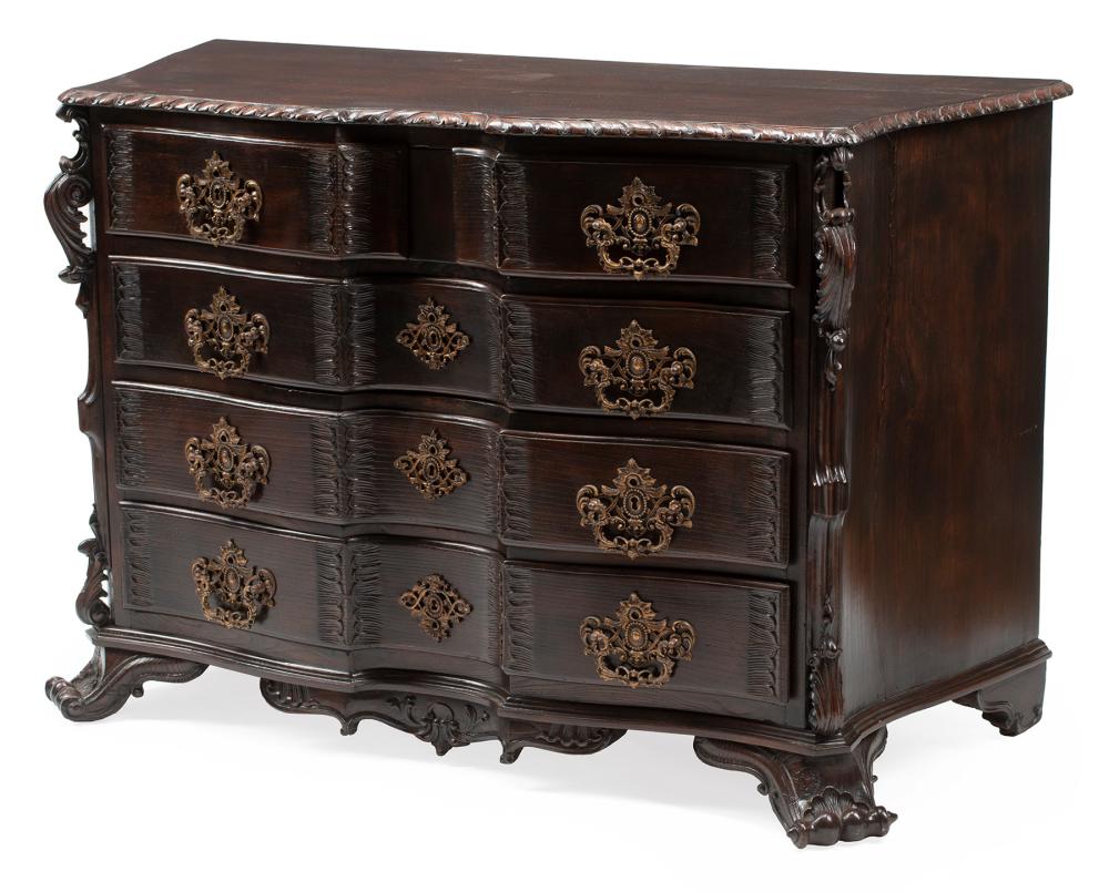PORTUGUESE CARVED OAK SERPENTINE