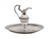 PORTUGUESE SILVER EWER AND BAS