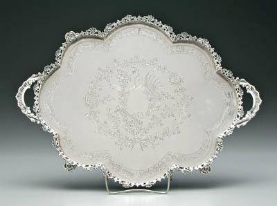Portuguese silver tray, scalloped