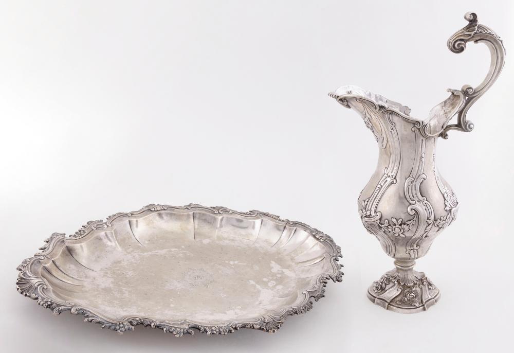 PORTUGUESE SILVER WATER PITCHER AND