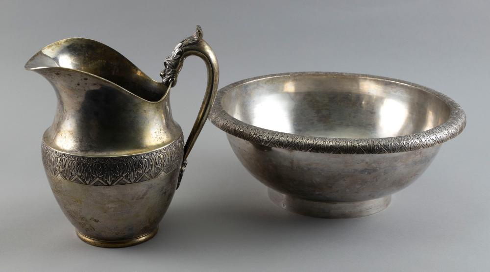 PORTUGUESE SILVER WATER PITCHER AND