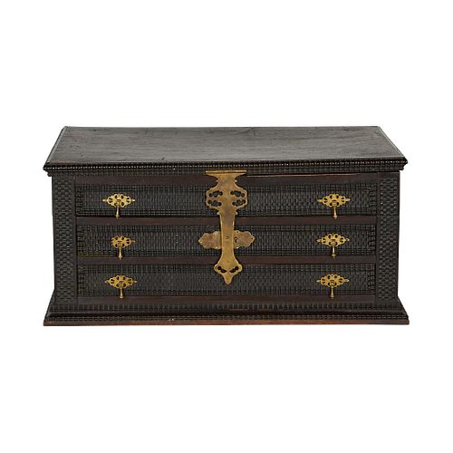 PORTUGUESE WOODEN SILVER CHEST W/