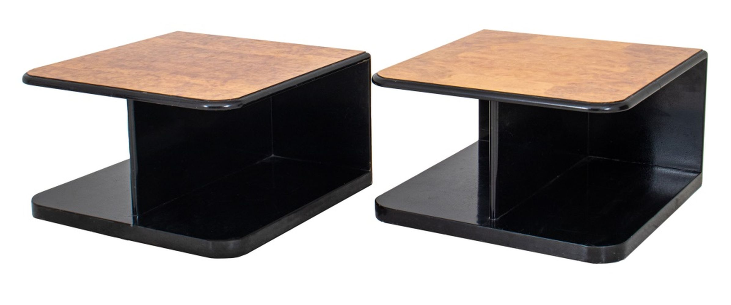 POST MODERN ELM BURL COFFEE TABLE